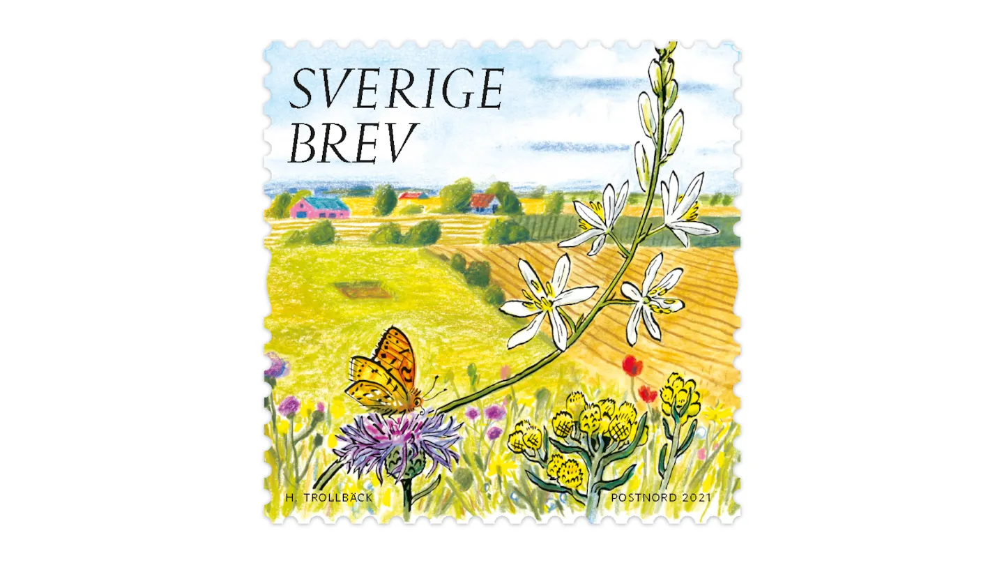 Frimärke från utgåva Värdefull natur 2021.